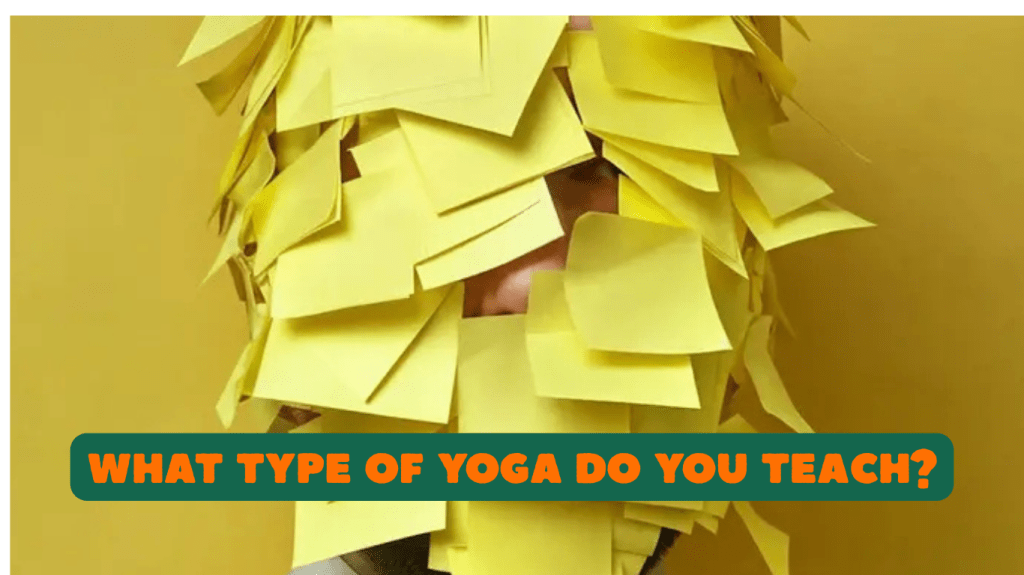 Person overwhelmed with sticky notes representing different yoga labels and styles